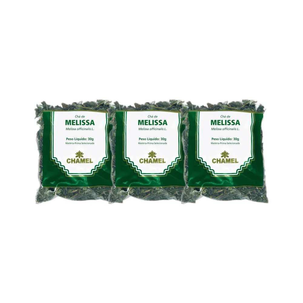 Kit 3X Chá Pacote Melissa Folhas 30G - Chamel