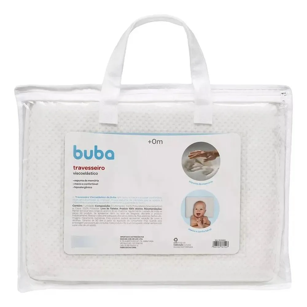 Travesseiro Viscoelástico Para Bebês Branco +0M Buba