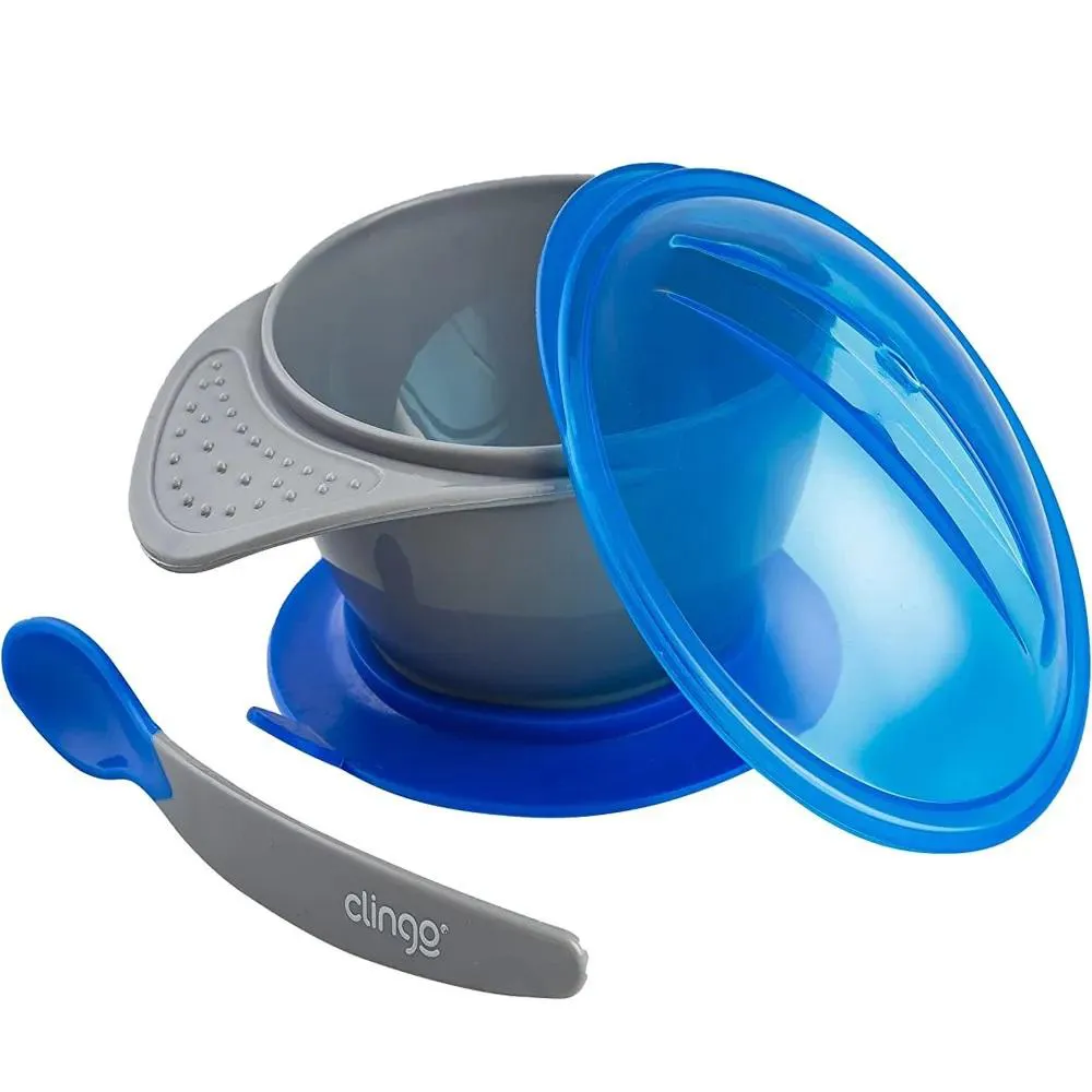 Prato Com Ventosa E Colher Azul +6M Clingo