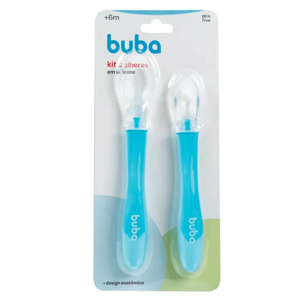 Colheres Silicone Azul 2Und Buba
