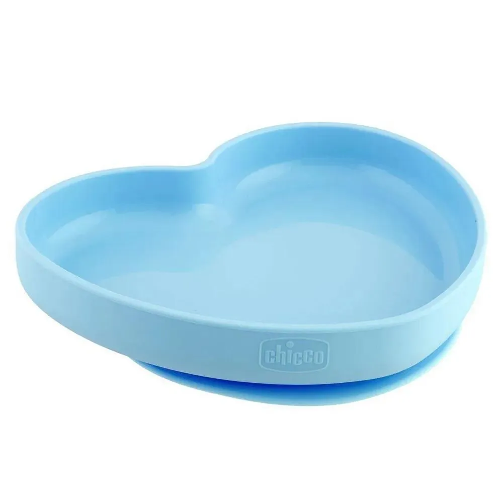 Prato de Silicone com Ventosa Coração Azul Chicco