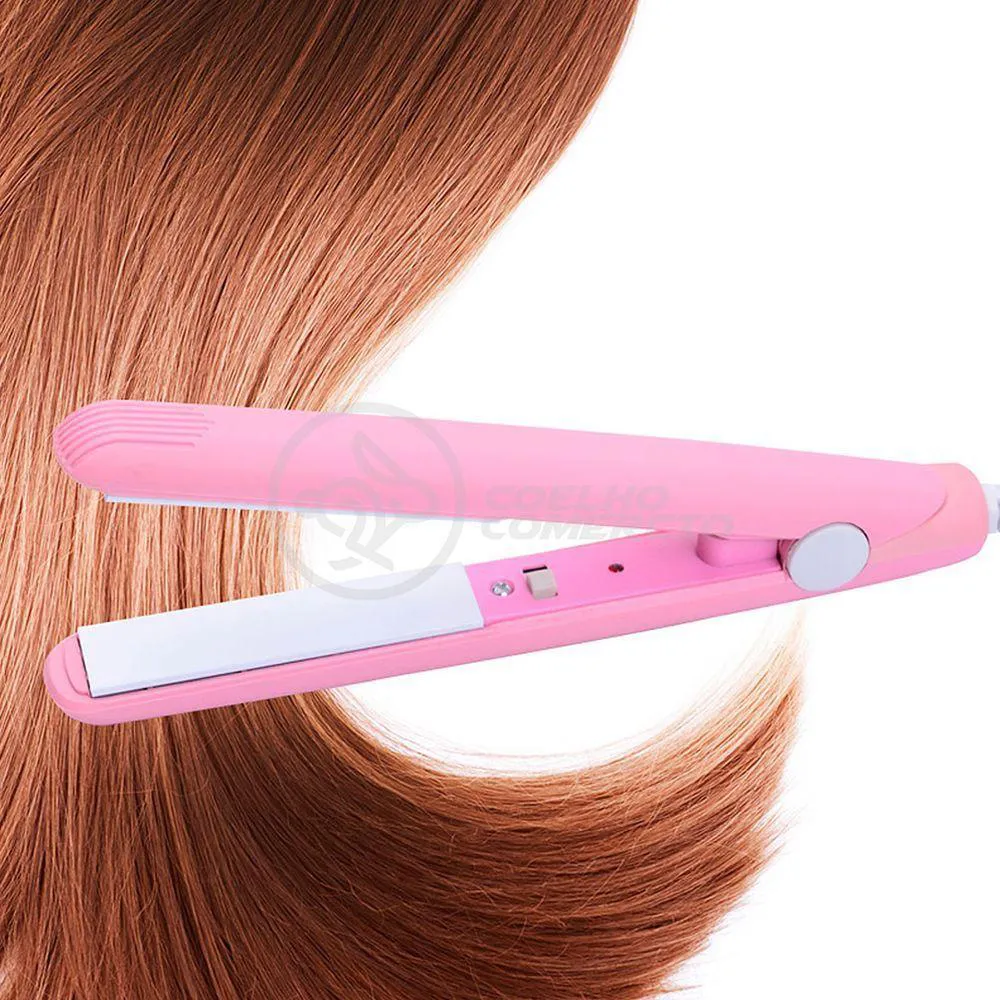 Mini Chapinha Prancha 17Cm Bivolt 110|220V Profissional Rosa