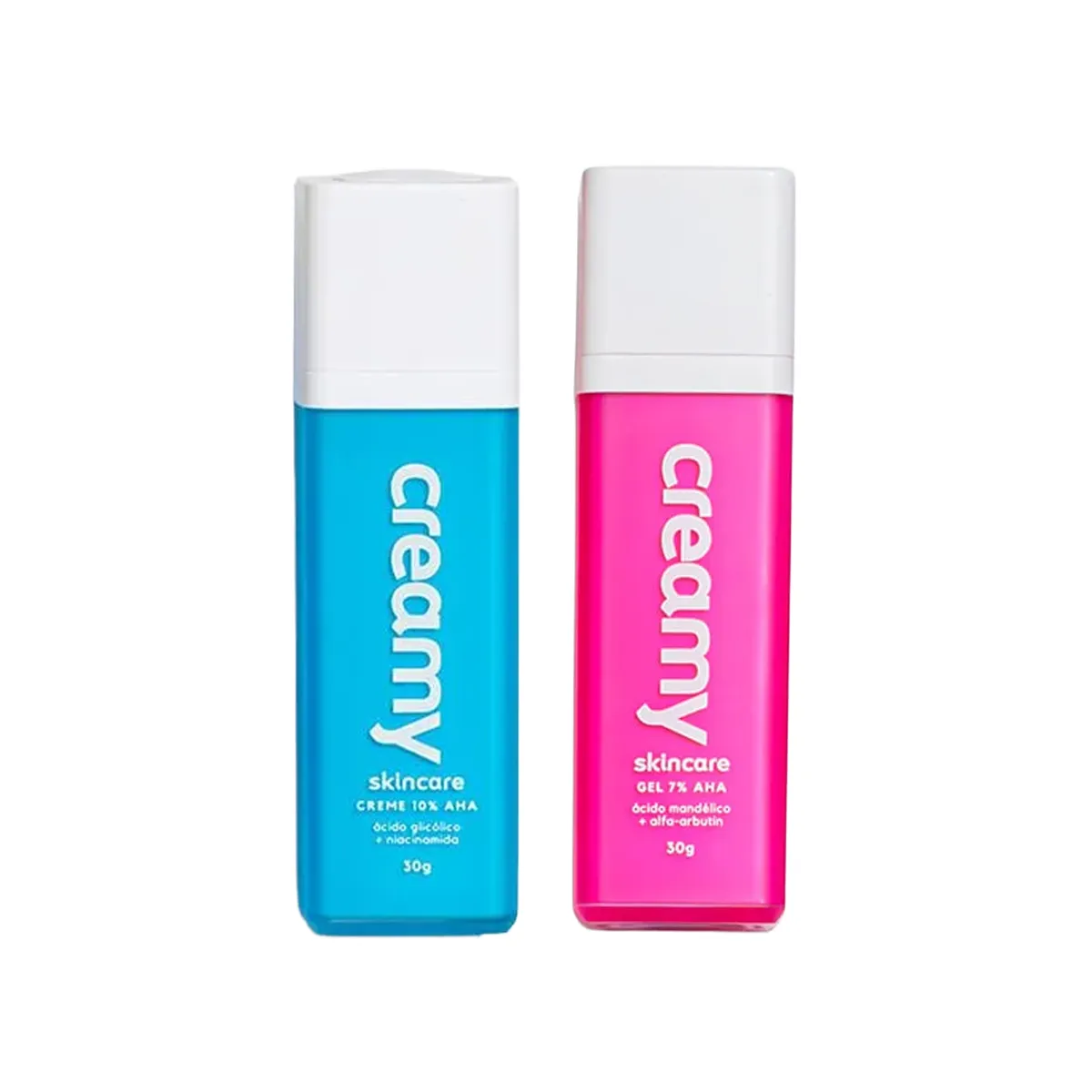 Kit Facial Creamy Skincare Gel Clareador Antiacne Ácido Mandélico 30g + Creme Retexturizador Ácido Glicólico 30g