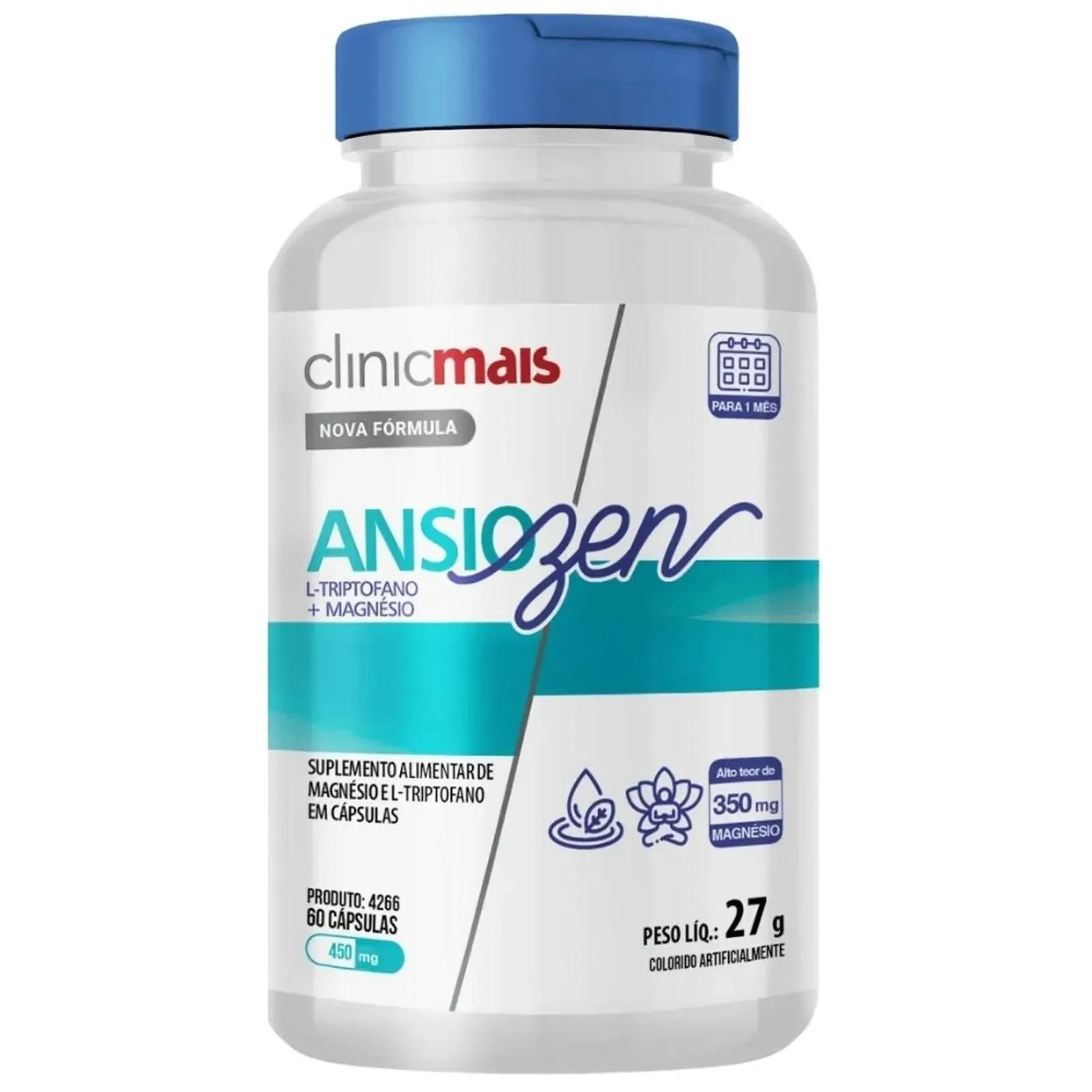 Ansiozen (magnésio + L-triptofano) 60 cápsulas - Clinicmais
