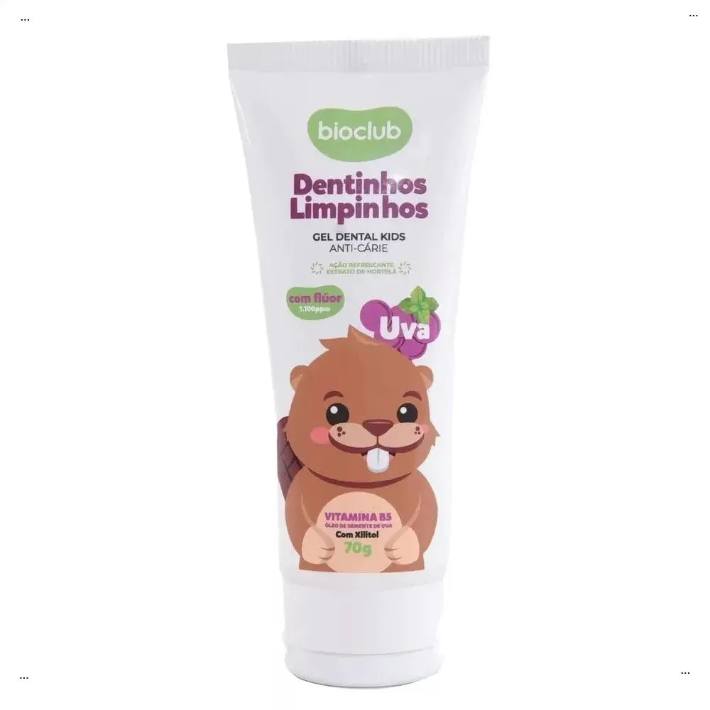 Gel Dental Infantil 70G - Dentinhos Limpinhos Uva Vegano Bioclub