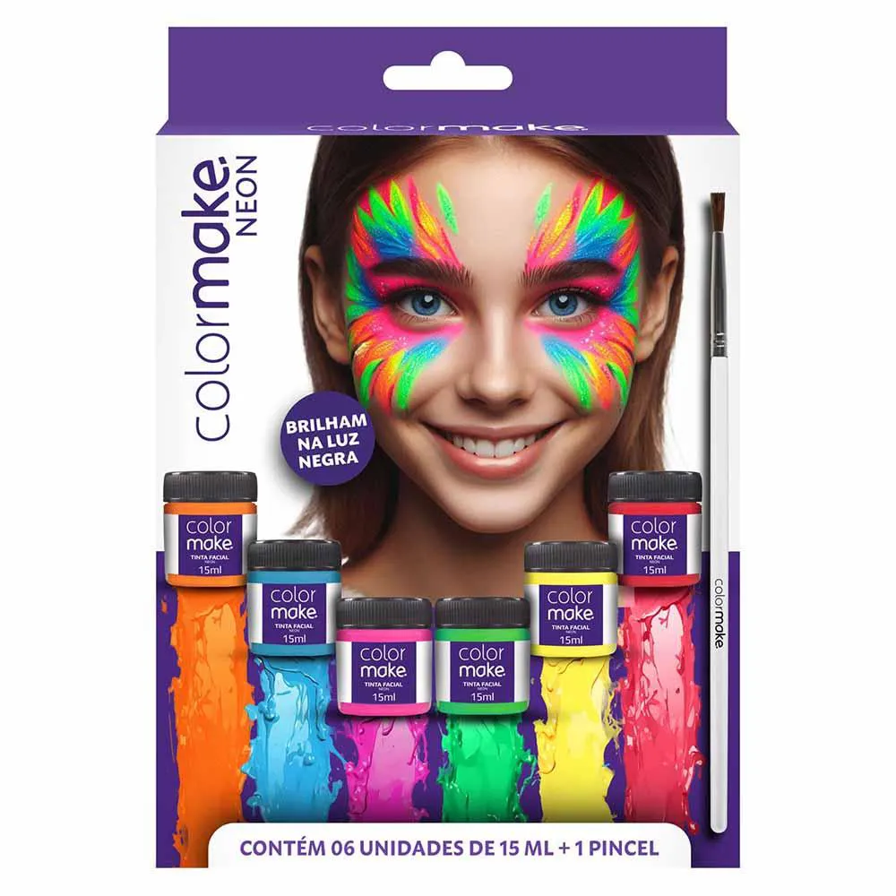 Kit Colormake Cartela de Maquiagem - 6 Cores + 1 Pincel