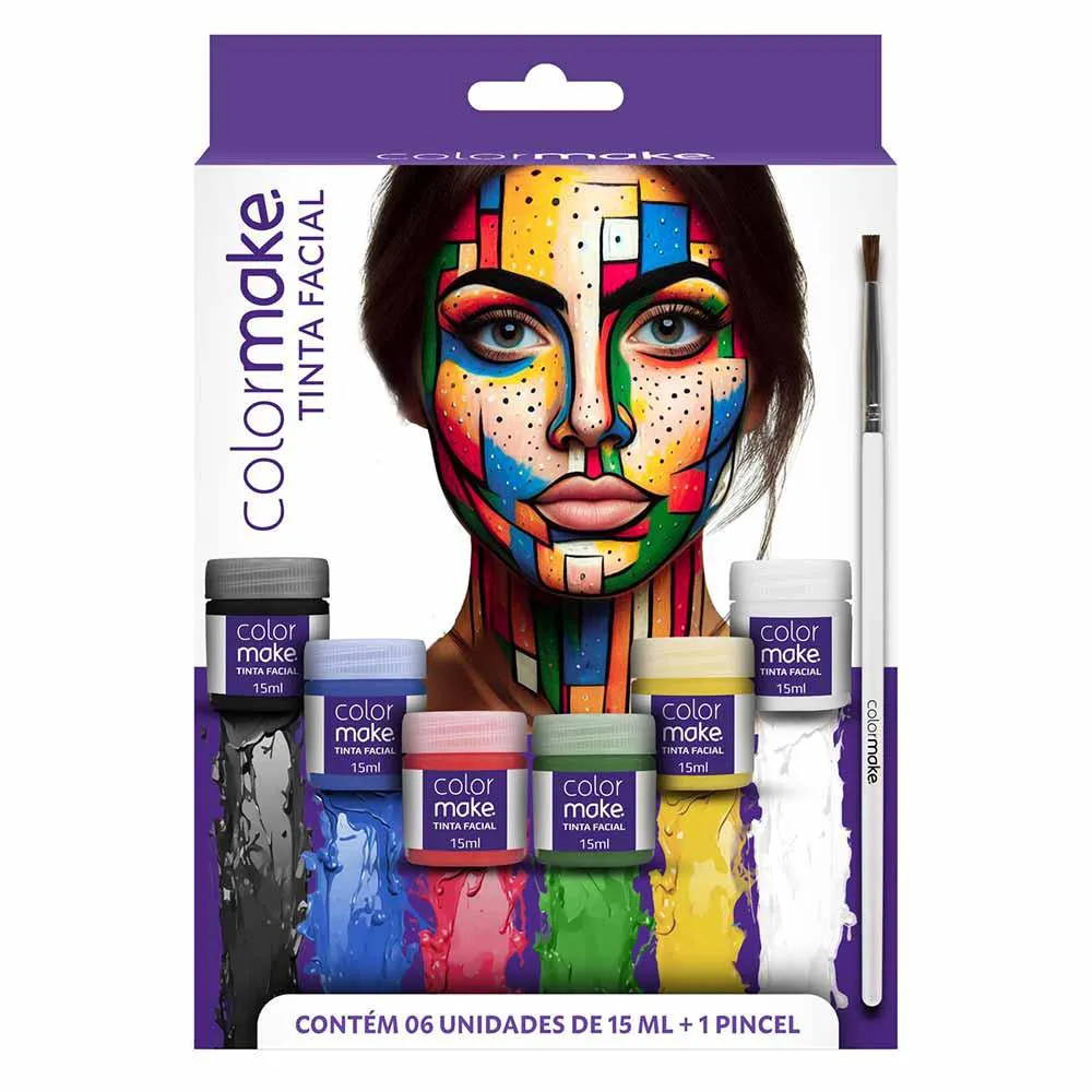 Kit Colormake Cartela de Maquiagem - 6 Cores + Pincel