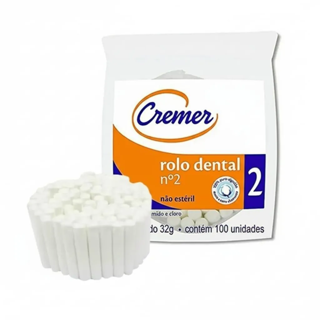 Algodão Rolete Rolo Dental 100% Algodão C/500 Un Cremer Nº2
