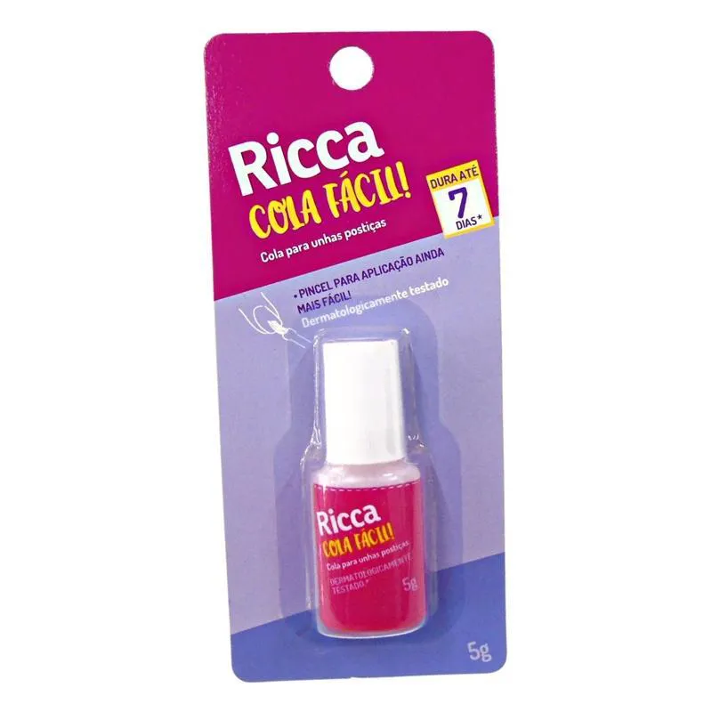 Cola para Unhas Postiças com Pincel Ricca Glue & Go 5g Cód.2279