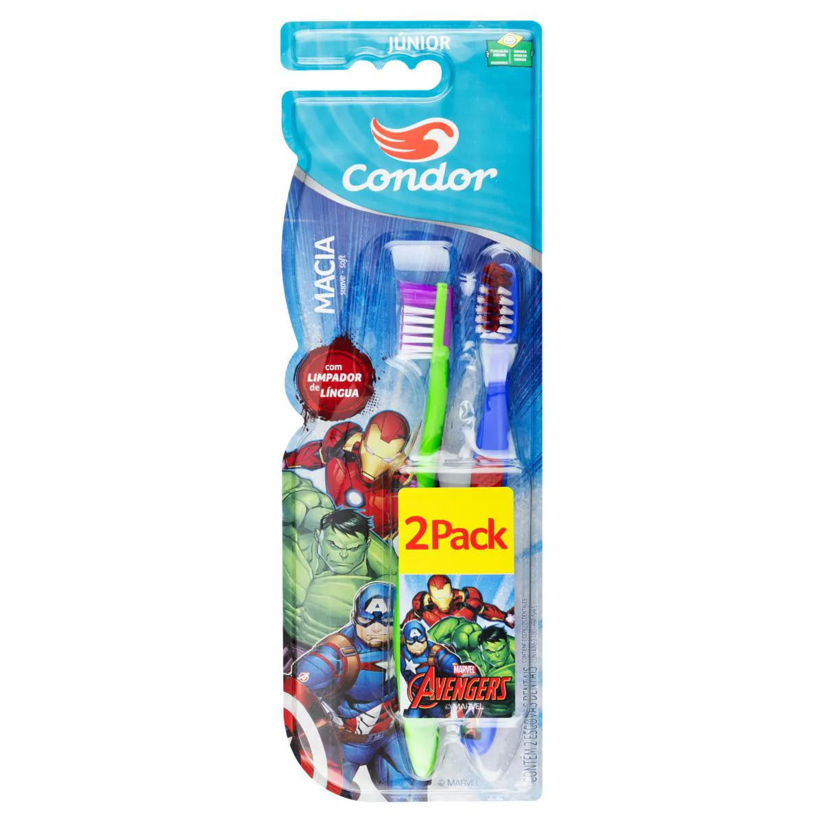 Escova Dental Macia Avengers Júnior Cabeça P - Sortidos