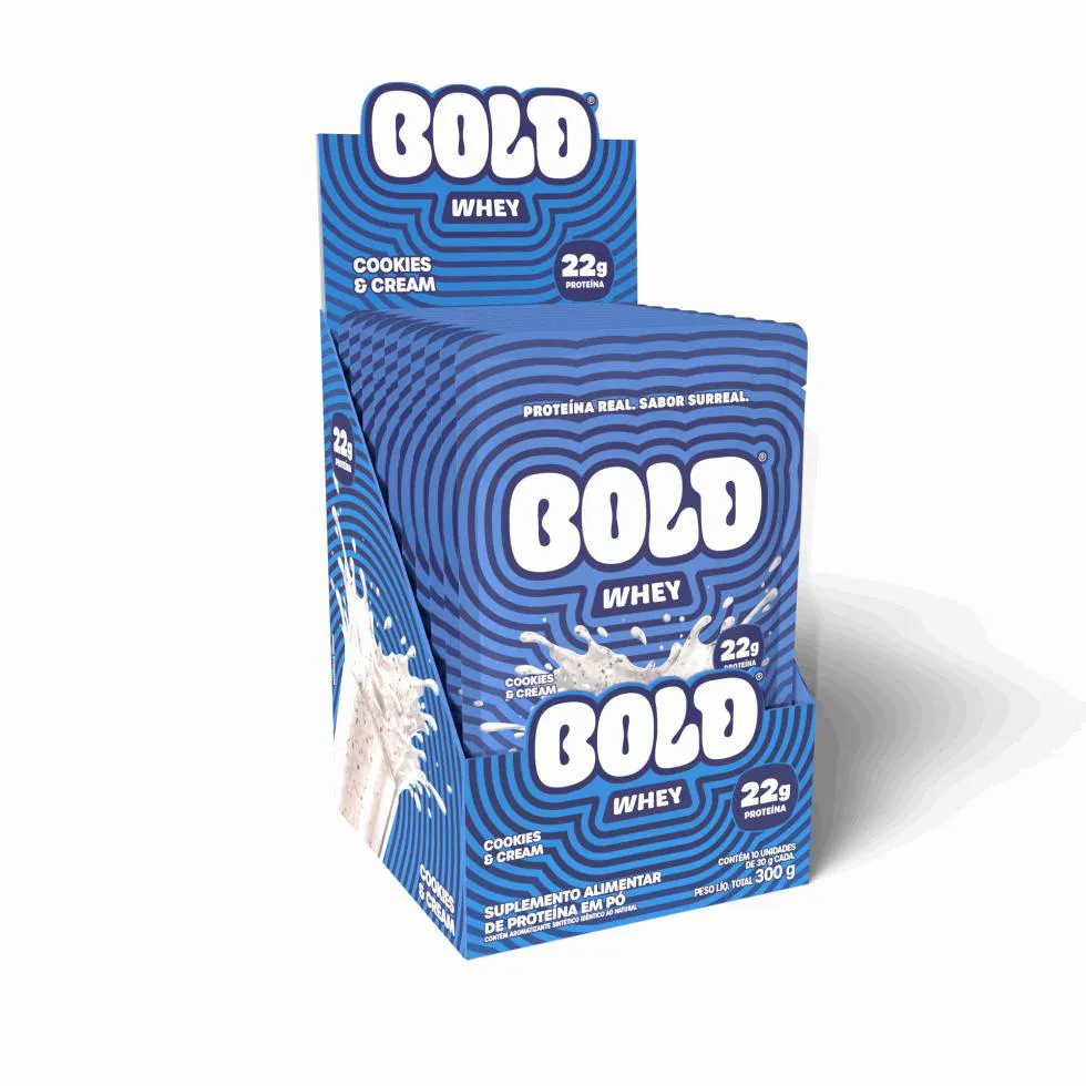 Bold Whey Display (10 Unid de 30G) - Sabor: Cookies e Cream.