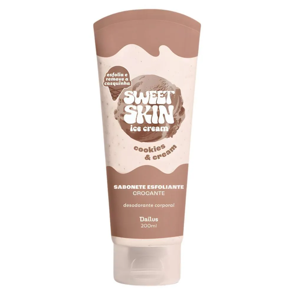 Sabonete Esfoliante Crocante Corporal Dailus Sweet Skin Ice Cream Cookies e Cream 200Ml