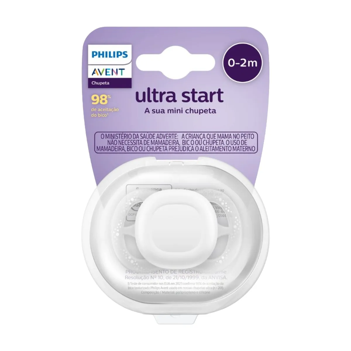 Chupeta Philips Avent Ultra Start Neutra Individual 0-2m 1 unidade