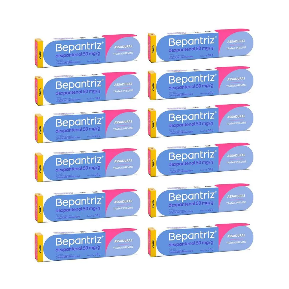Kit 12 Bepantriz Dexpantenol 50Mg Dupla Proteção - 30G - Cimed