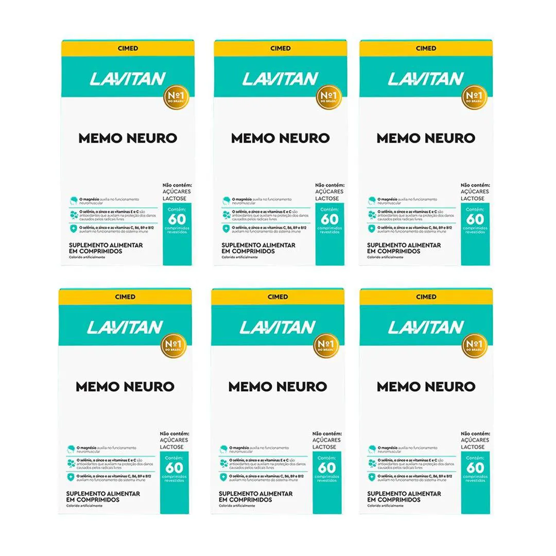 Kit 6 Lavitan Memo Neuro Memória - 60 Caps - Cimed