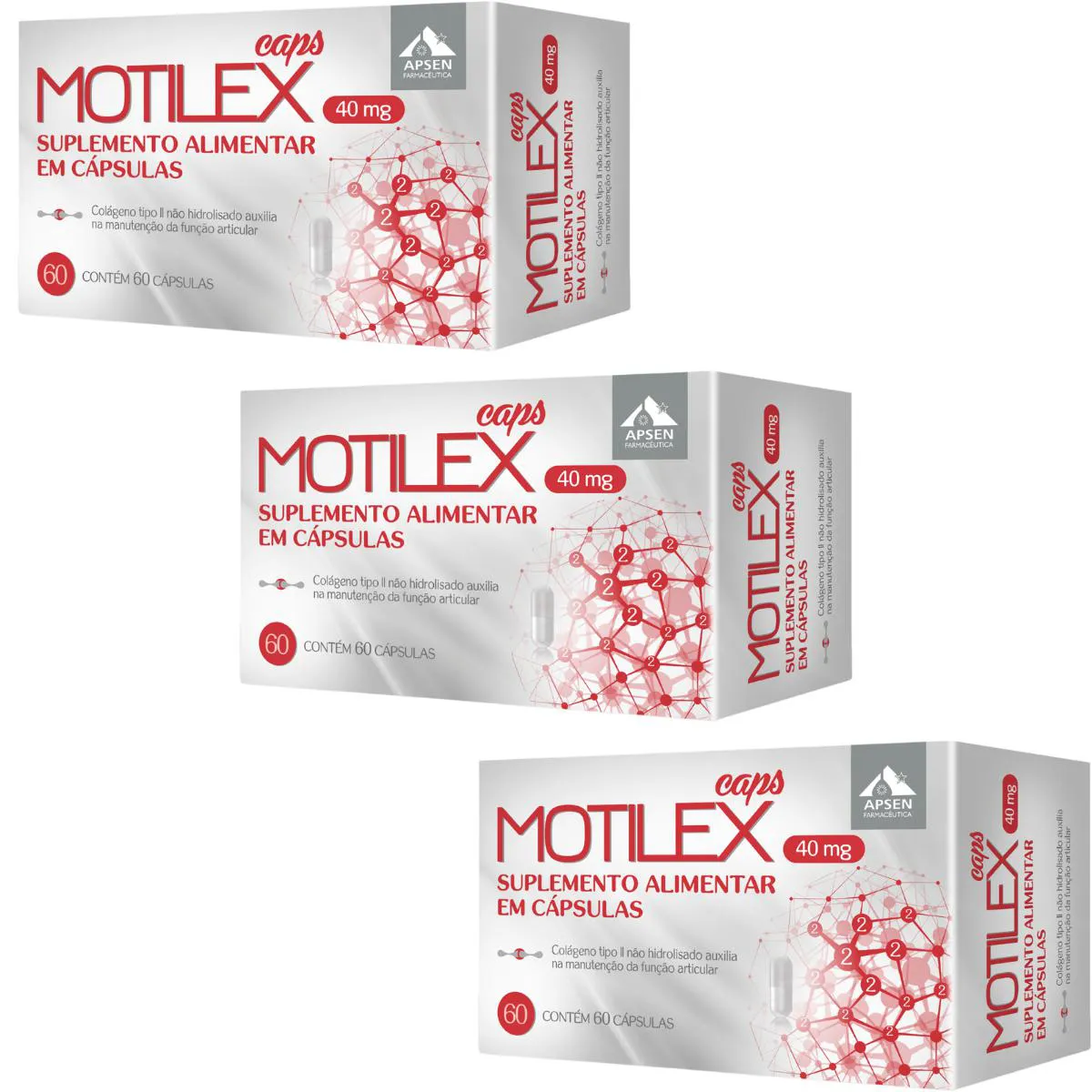 Kit 3 Cx Motilex Caps C/60 - Colágeno Tipo 2