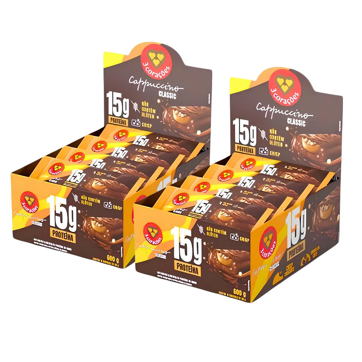 2X Barra Proteica 3 Corações Cappuccino Classic 12Un 50G