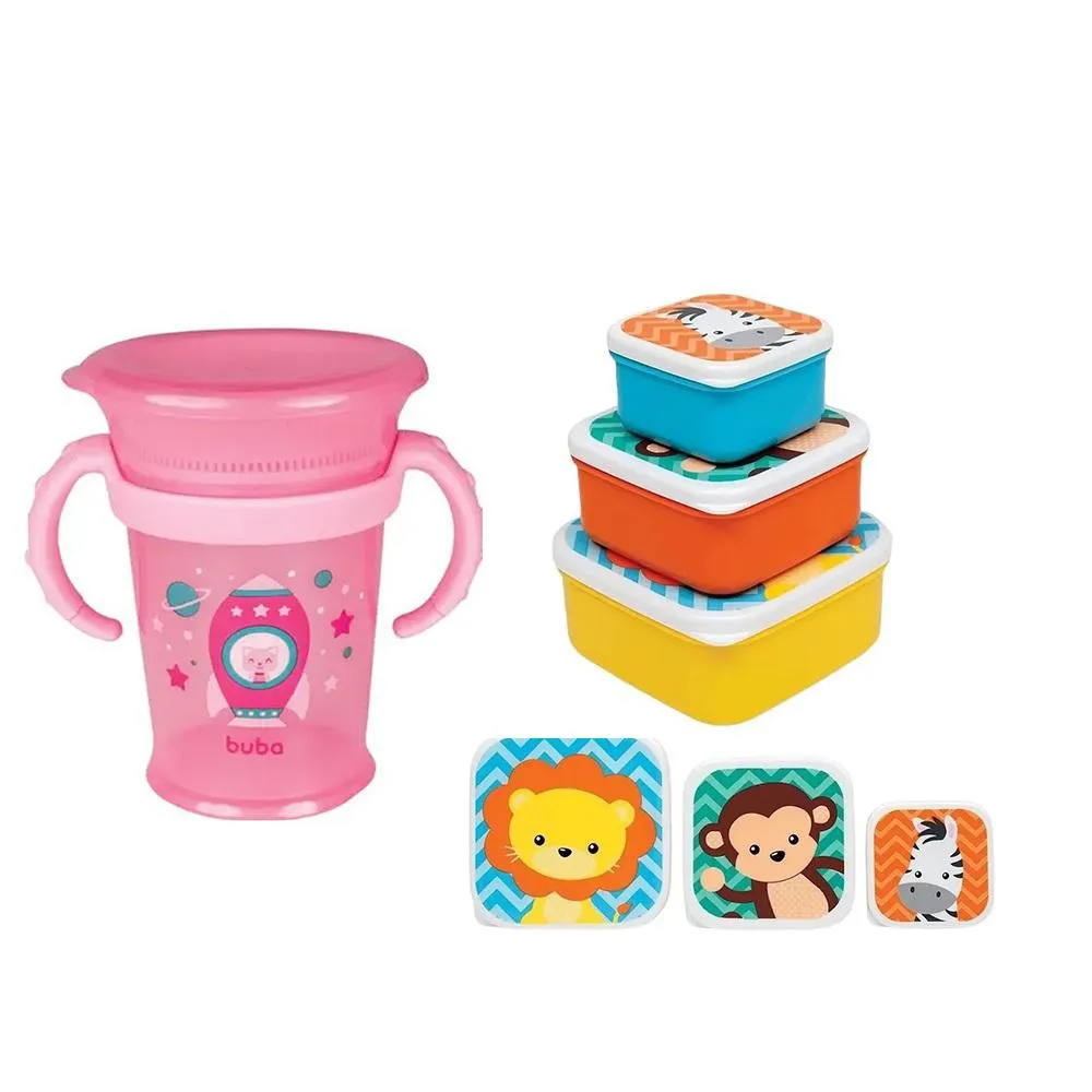 Kit Copo 360° 210Ml + Pote Fun C/3Und Buba