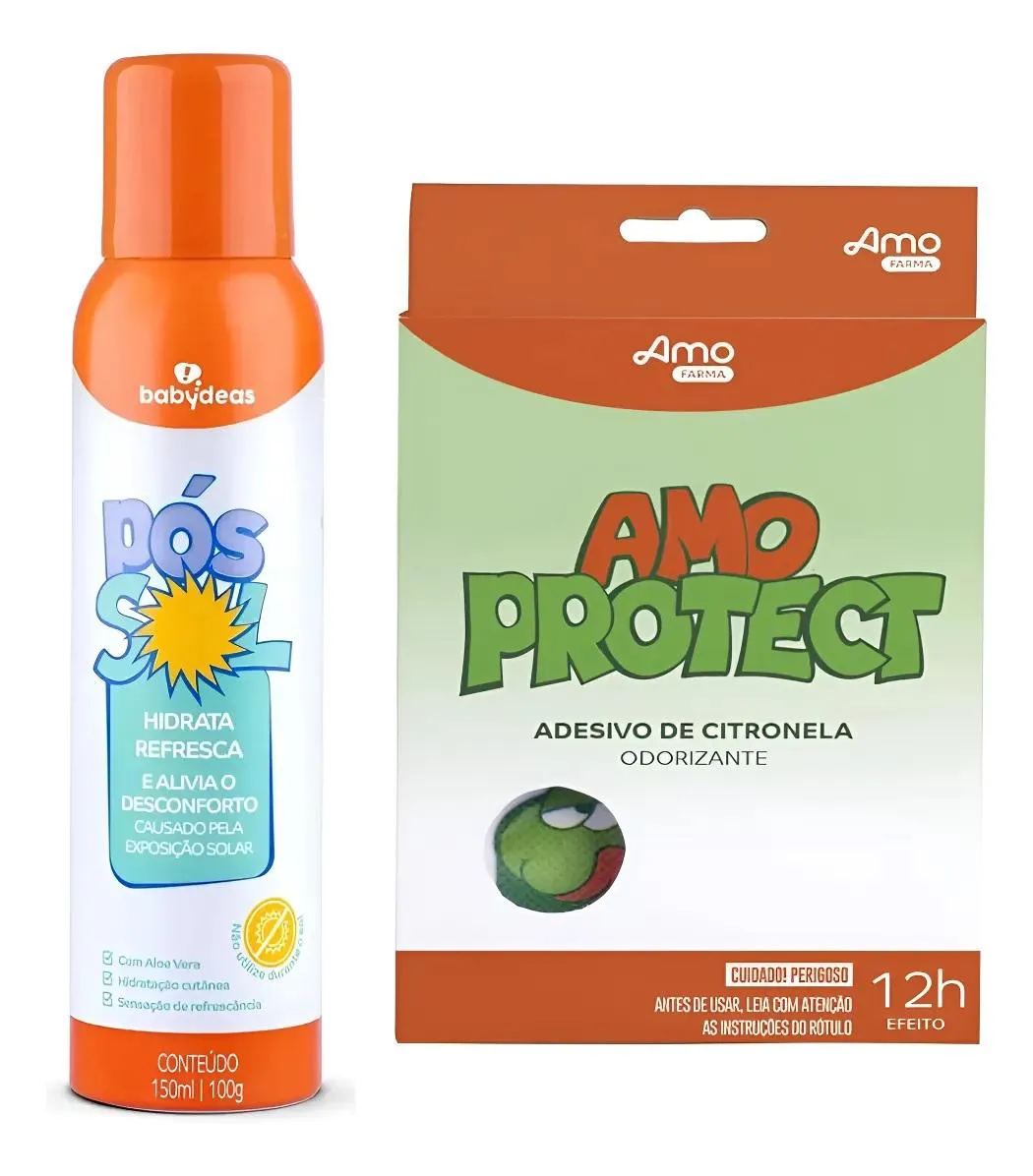 Kit Spray Pós Sol Hidratação 150Ml + Adesivo de Citronela Repelente 8Und