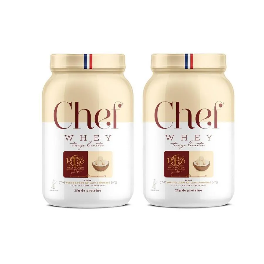 Combo 2 Chef Whey Protein Concentrado Gourmet Paris 6 800G Coco com Leite Condensado - sem Lactose