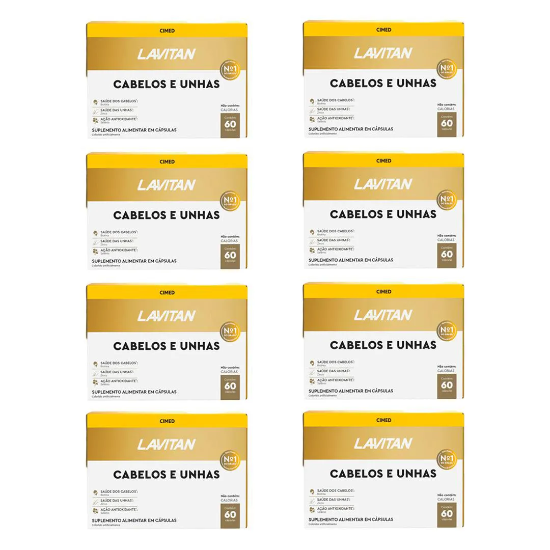 Kit 8 Lavitan Hair Cabelos e Unhas - 60 Caps - Cimed