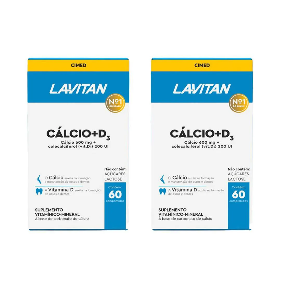 Kit 2 Lavitan Cálcio 600mg 200UI Vit D3 - 60 Comprimidos - Cimed