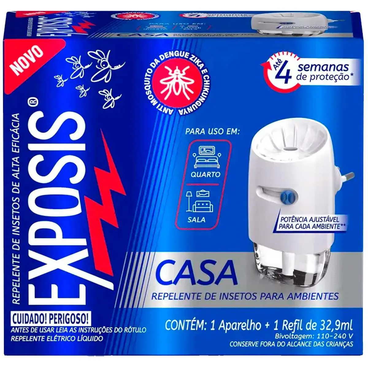 2 Aparelhos Repelente Elétrico + Refil Exposis Casa 32,9Ml