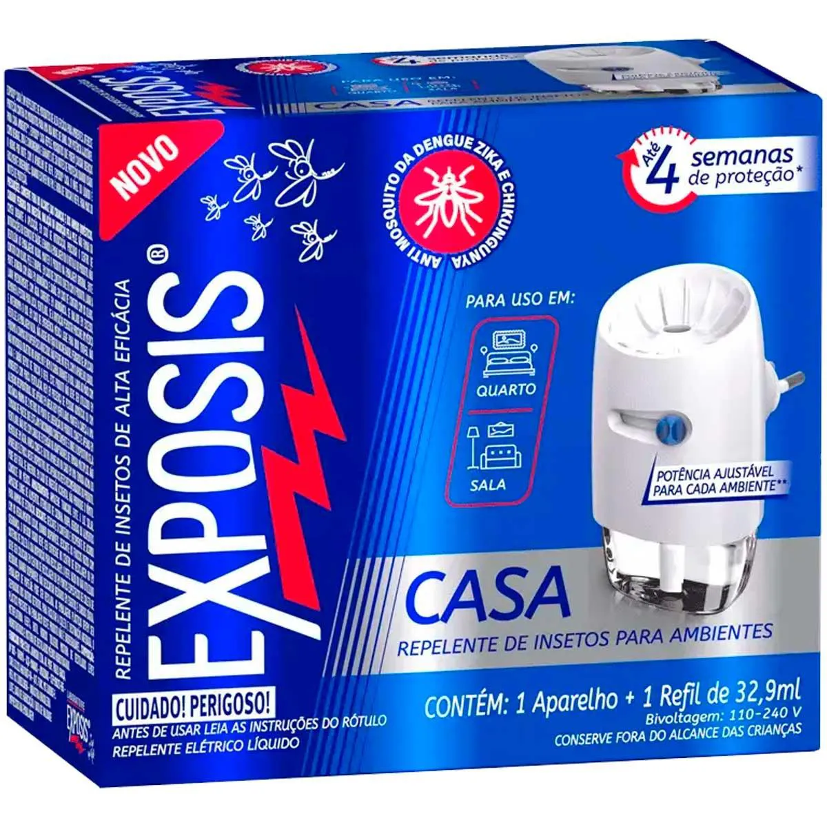2 Aparelhos Repelente Elétrico + Refil Exposis Casa 32,9Ml
