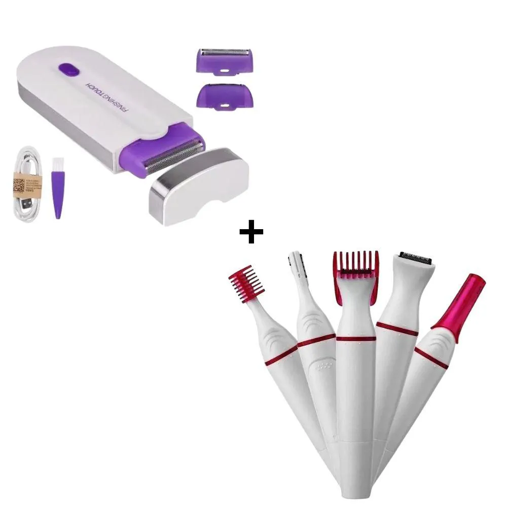 Kit Depilador Luz Yes Finishing + Depilador Elétrico 5 em 1 Remoção de Pelos Rápida e sem Dor