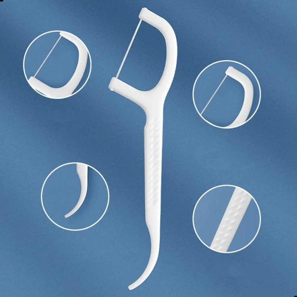 Kit 30 Fios Dentais com Cabo Hastes Dentais Flosser Portáteis para Higiene Bucal Completa