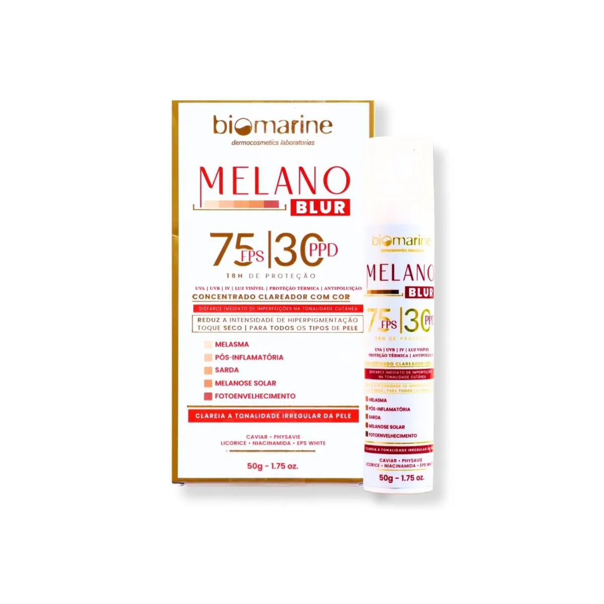 Biomarine Filtro Solar Facial Melano Blur Fps 75 Melasma 50G Bege