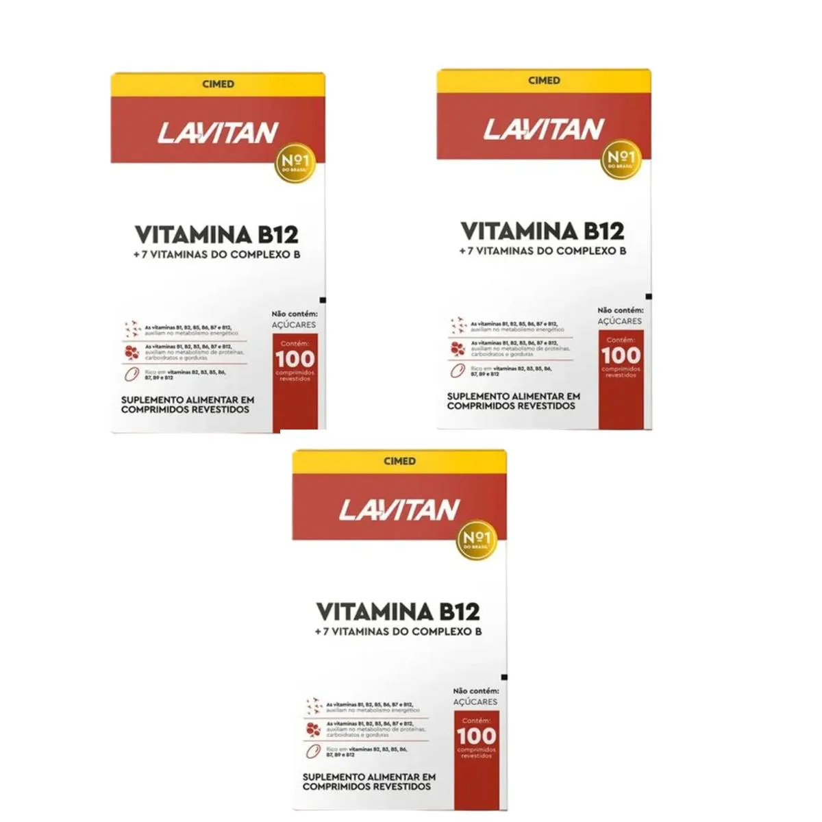 Kit 3 Lavitan Vitamina B12 + Complexo B com 100 Cpr – Cimed