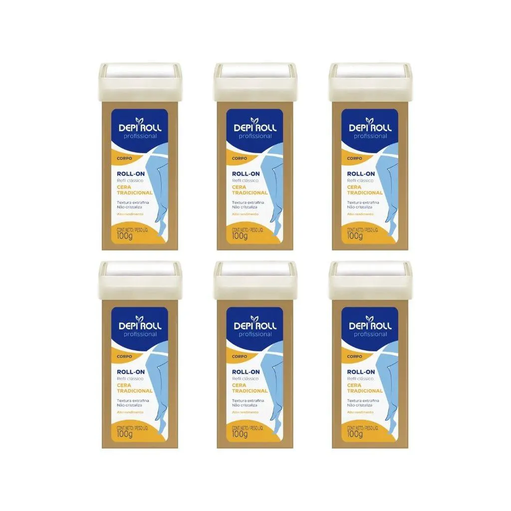 Depilatorio Depiroll Roll-On 100G Tradicional - Kit C/ 6Un
