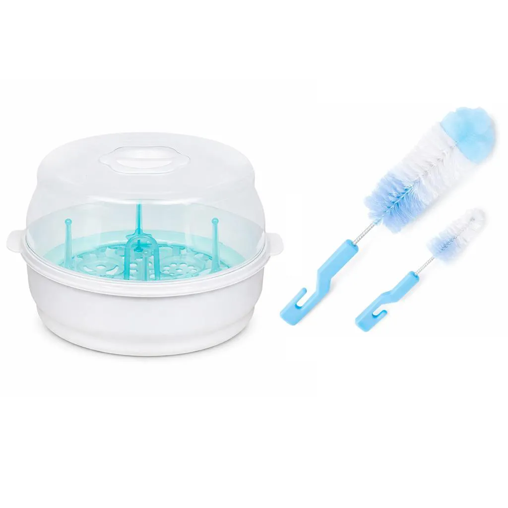 Esterilizador + Escova de Mamadeiras com Espuma Azul Buba