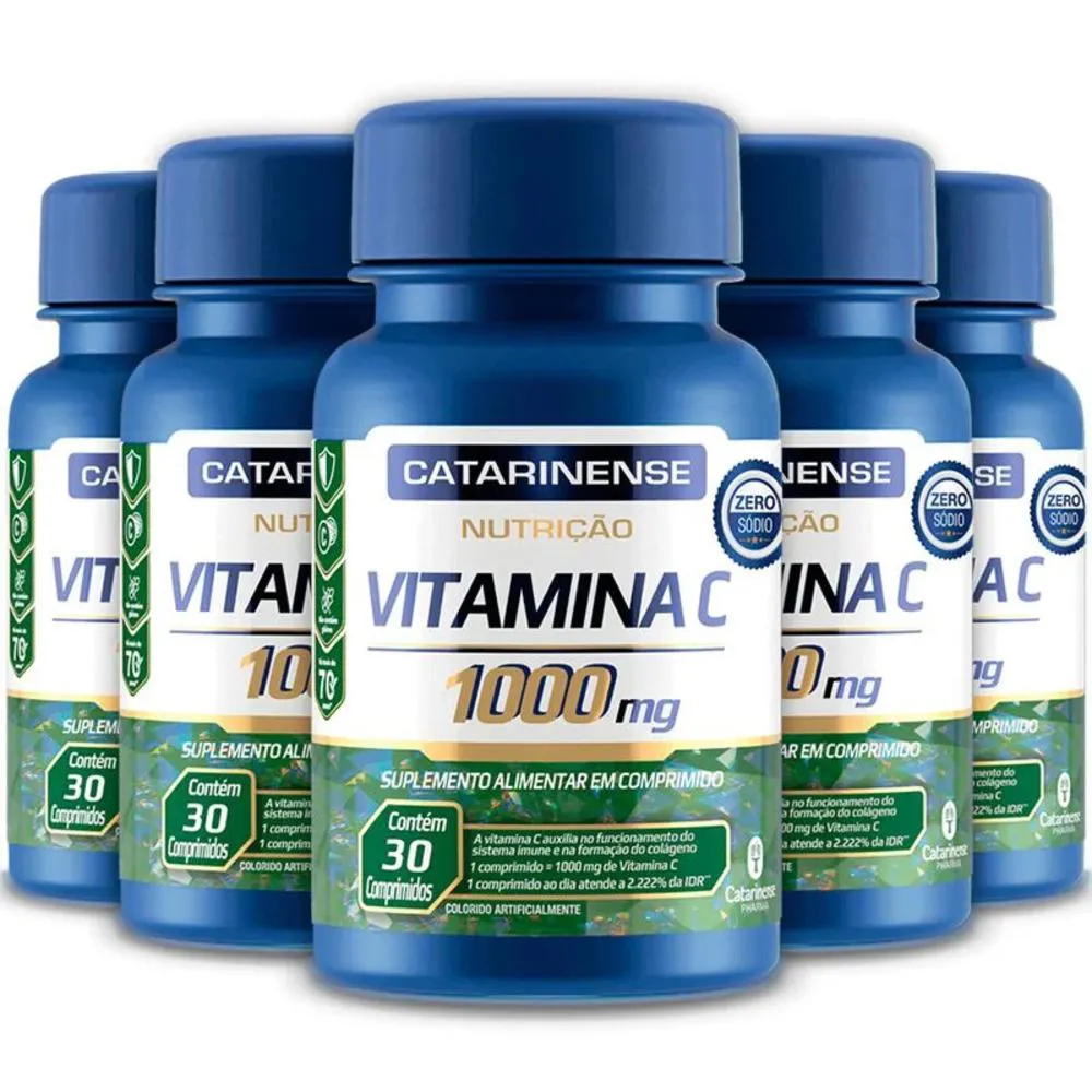 Kit 5 Vitamina C 1000Mg Catarinense Pharma 30 Cápsulas