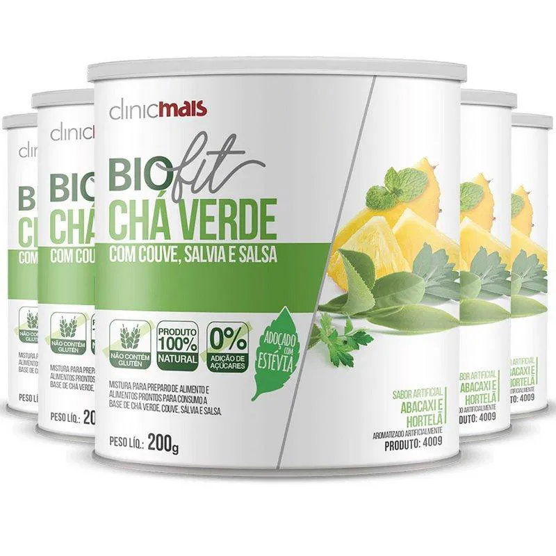 Kit 5 Biofit Sabor Abacaxi e Hortelã Clinicmais 200G