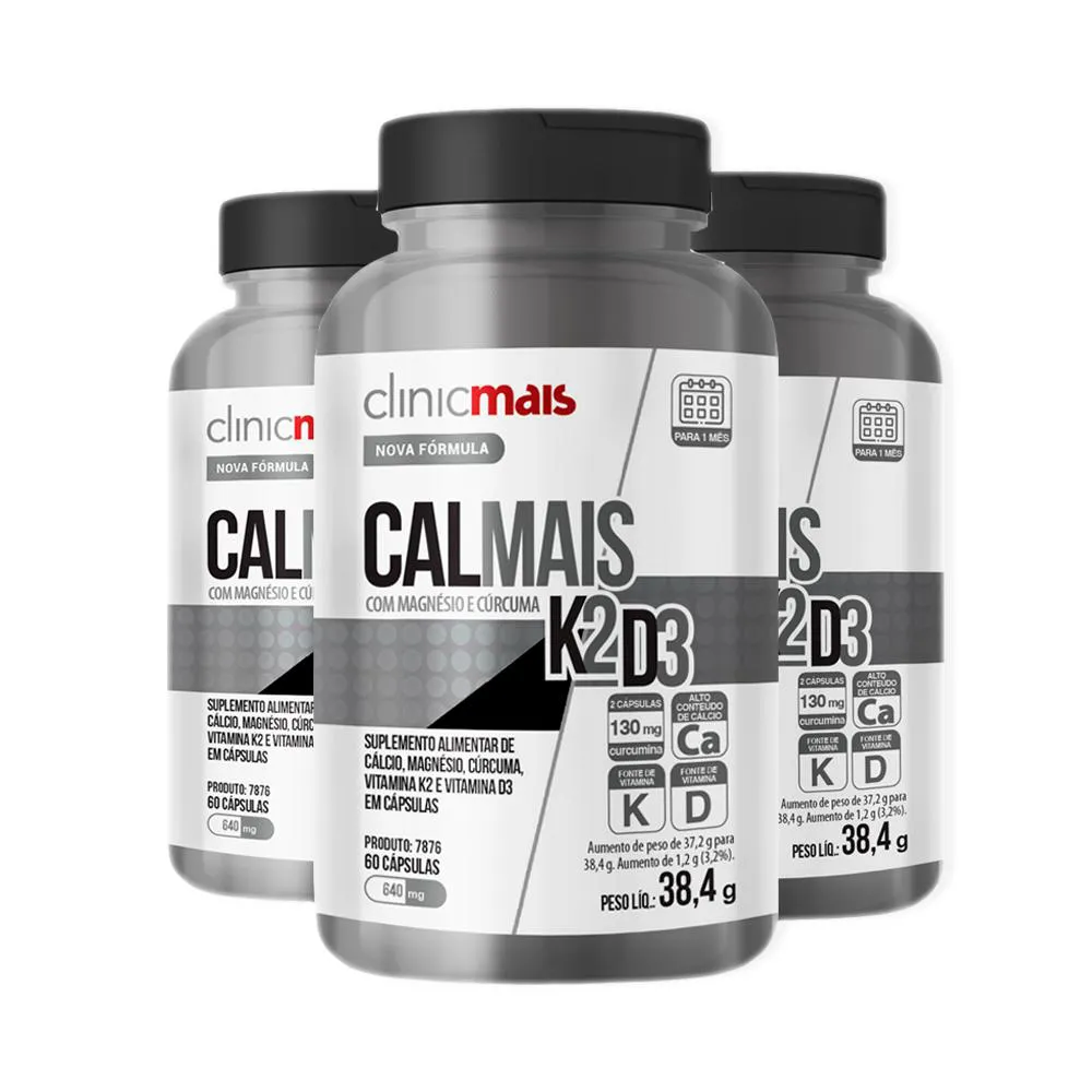 Kit 3 Calmais K2D3 Clinicmais 60 Cápsulas