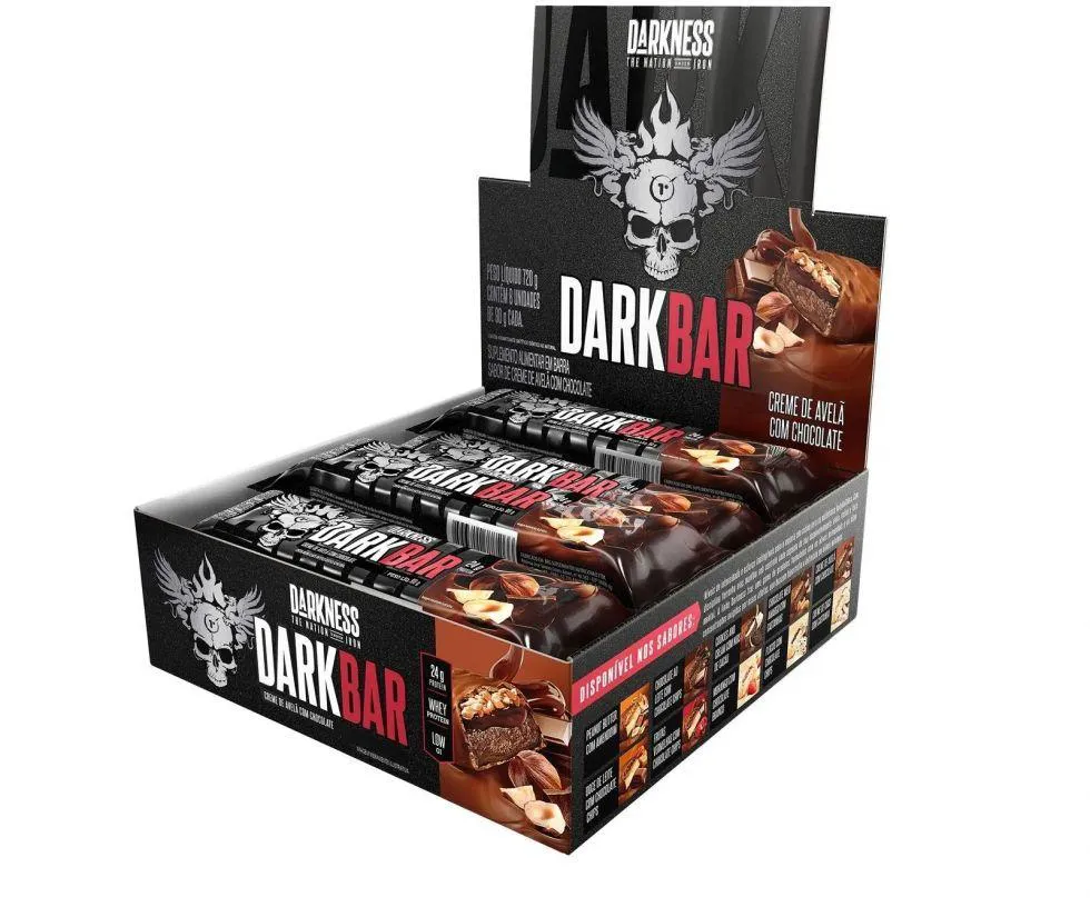 Dark Bar Caixa 8 Unidades (720G) - Sabor: Creme de Avelã C/ Chocolate