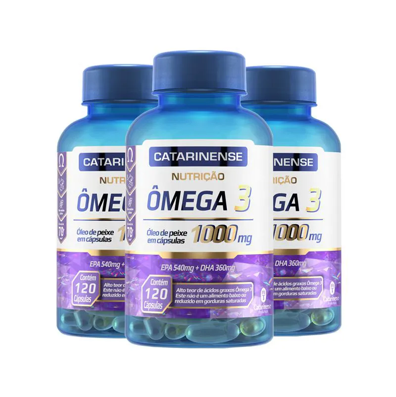 Kit 3 Ômega 3 Epa 540Mg Dha 360Mg Catarinense 120 Cápsulas