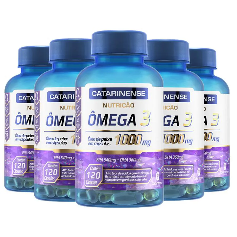 Kit 5 Ômega 3 Epa 540Mg Dha 360Mg Catarinense 120 Cápsulas