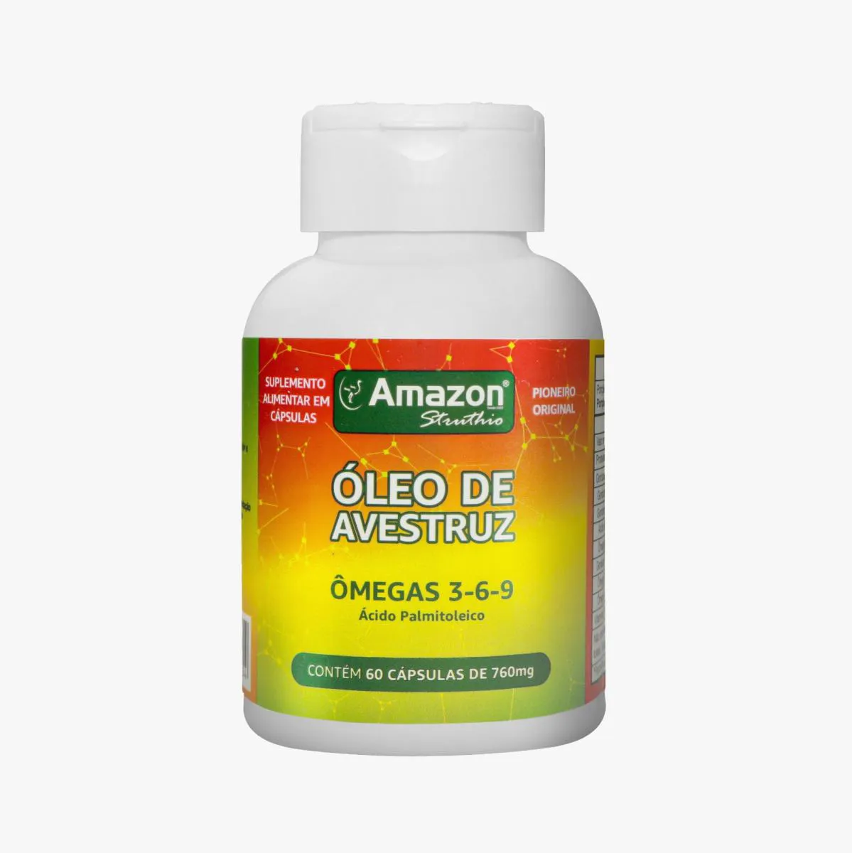 Óleo de Avestruz Amazon Struthio - Ômegas 3-6-9 - 60 Cáps. SEM Sabor