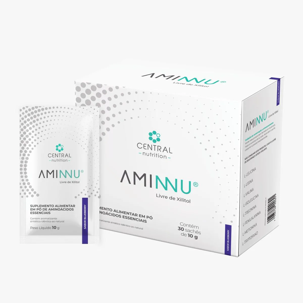 Aminnu sem Xilitol Blueberry-30 Sachês- Central Nutrition