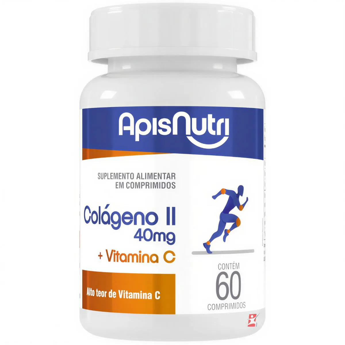 Colageno Tipo 2 + Vitamina C 1 ao Dia 60 Comprimidos Concentrados - Apisnutri