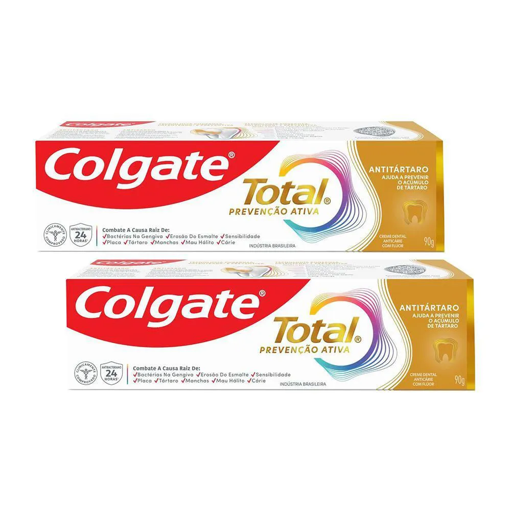 Kit 2 Cremes Dentais Colgate Total Anti Tártaro 90G