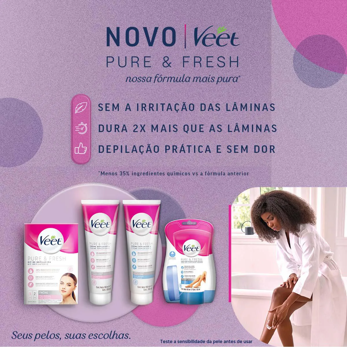 Creme Depilatório para Banho Veet Pure & Fresh 150ml