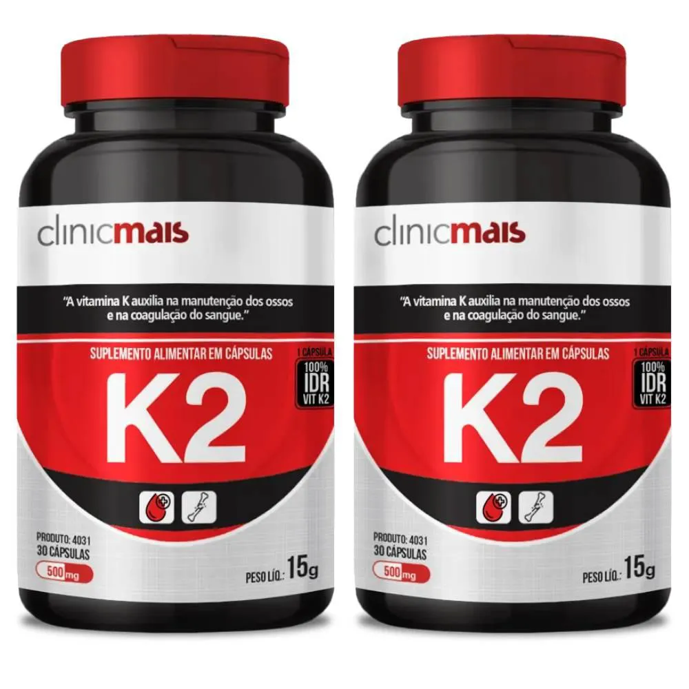 Kit 2X Vitamina K2 Mk7 Menaquinona-7 30 Cápsulas - Clinicmais