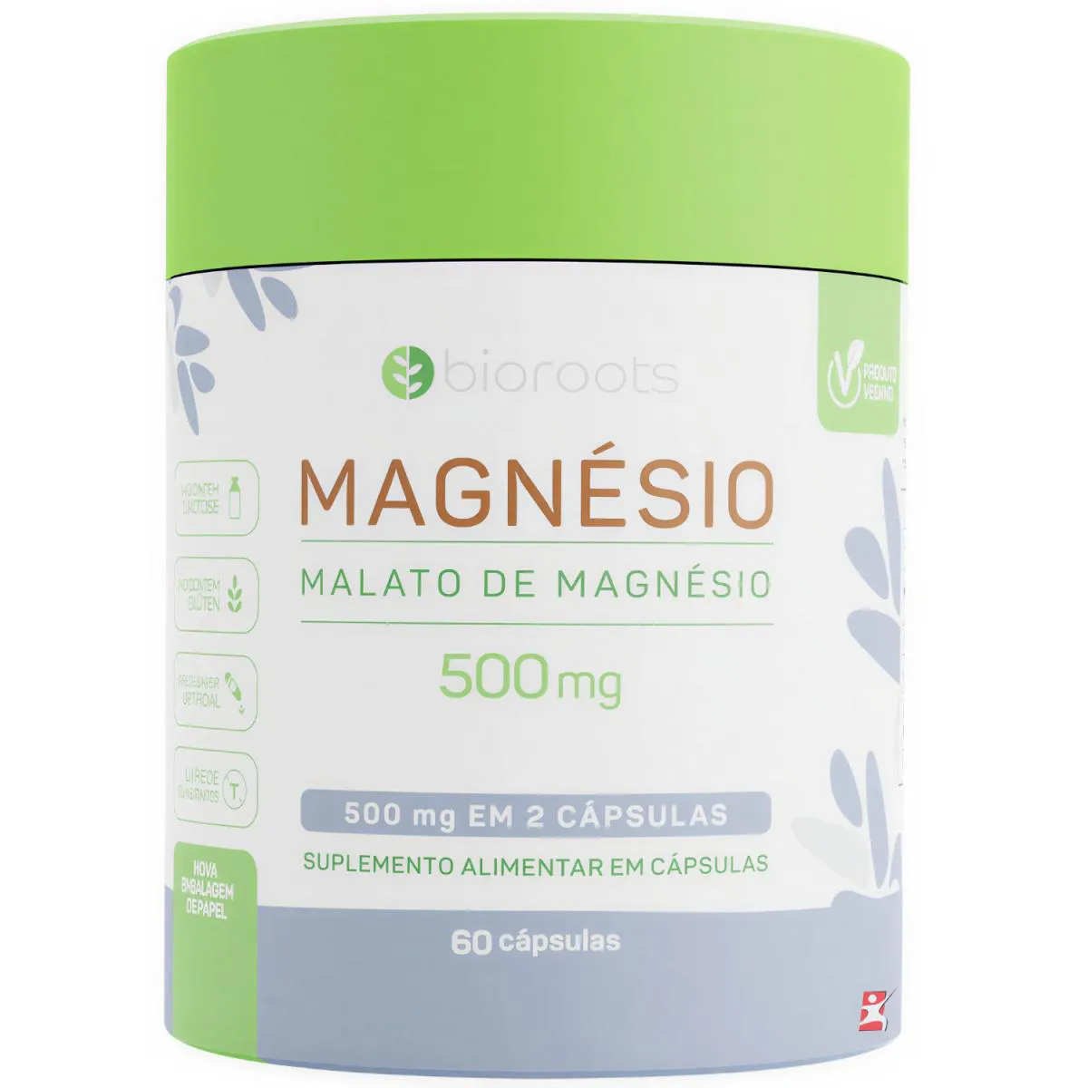Magnesio Malato Muscle Health 60 Cápsulas Produto Vegano - Bioroots