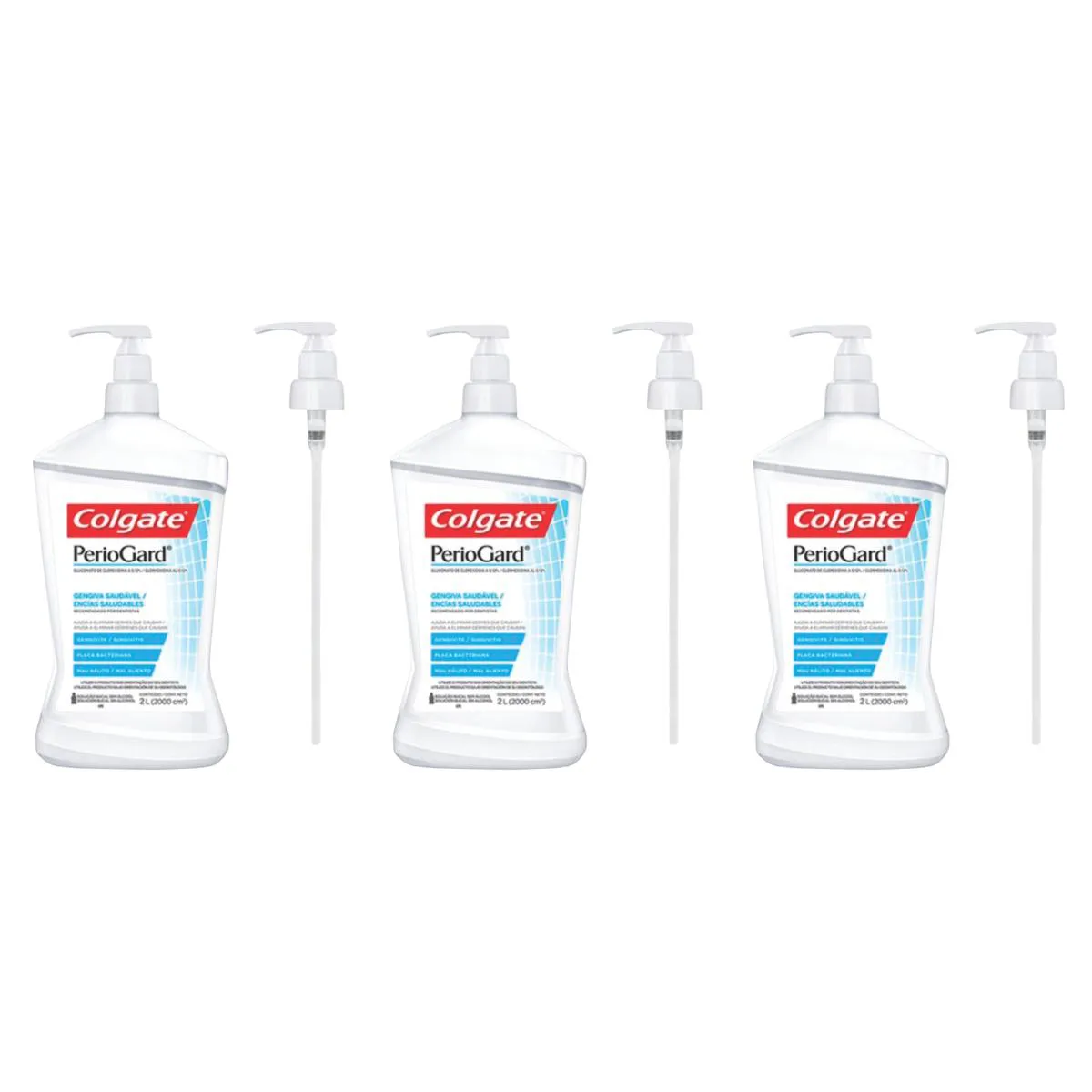 Kit 3 Enxaguante Antisséptico Bucal Periogard com Válvula Pump 2L - Colgate