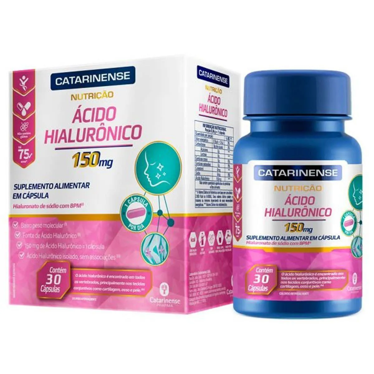 Acido Hialurônico - 30 Cápsulas - Catarinense Nutrição