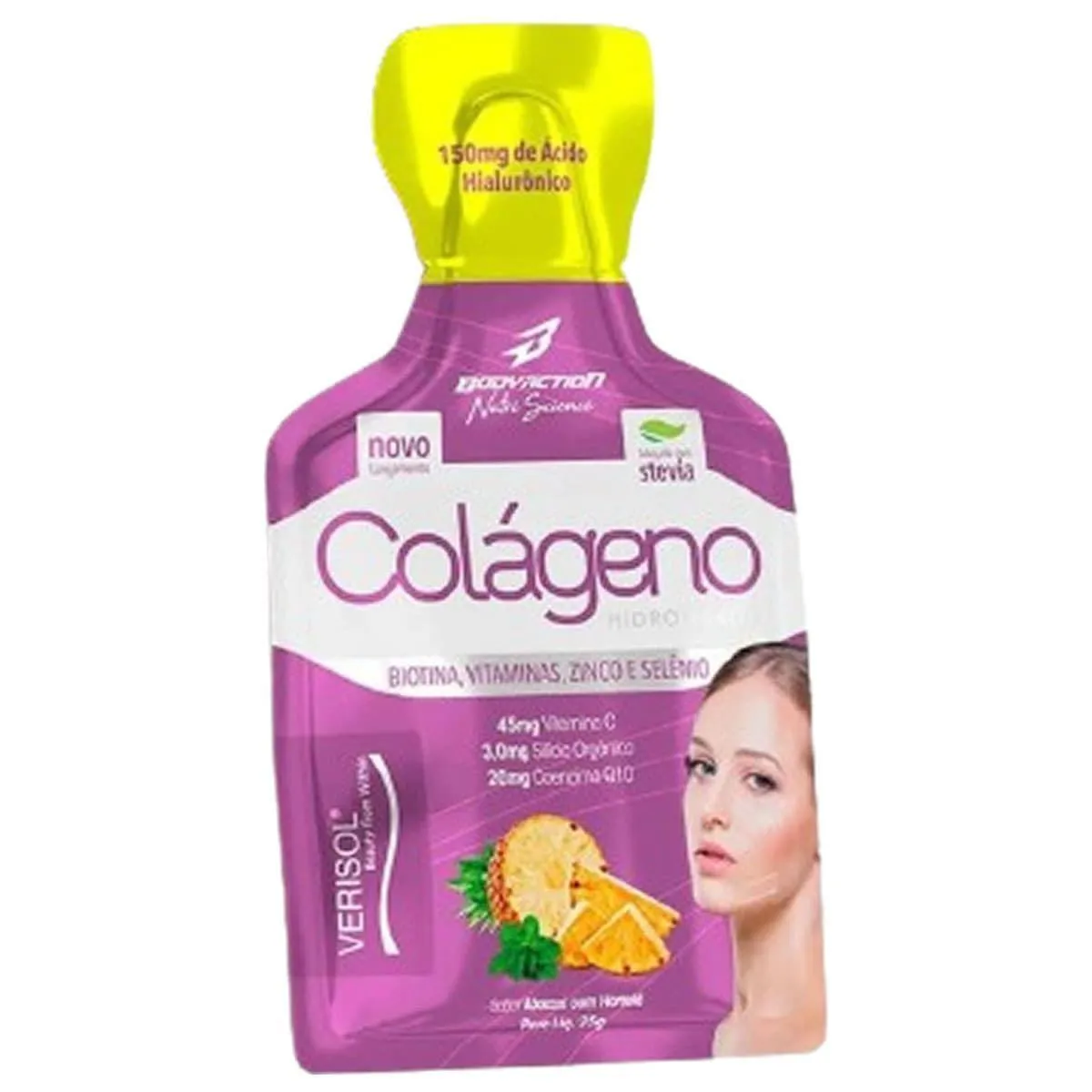 Colágeno Verisol em Gel - 1 Sachê 25G Abacaxi com Hortelã - Bodyaction